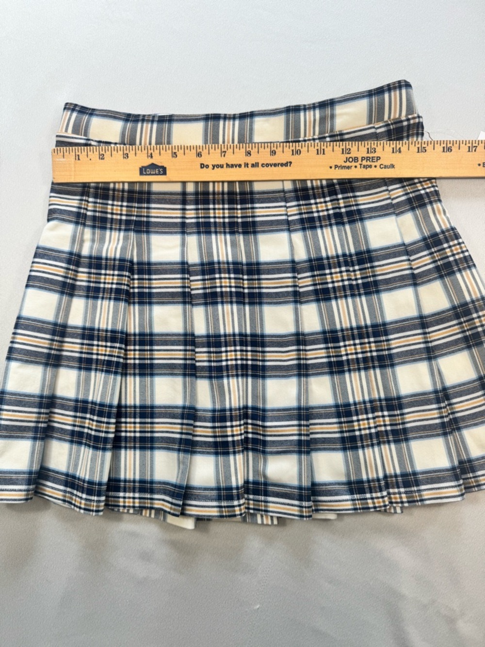 Dry Goods Originality Navy and Cream Plaid Pleated Mini Skirt NWT - Picture 4 of 9